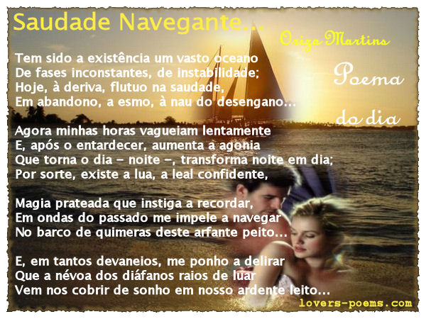 Saudade Navegante... Poema de Oriza Martins