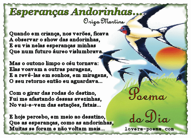 Esperanas Andorinhas... poema de Oriza Martins